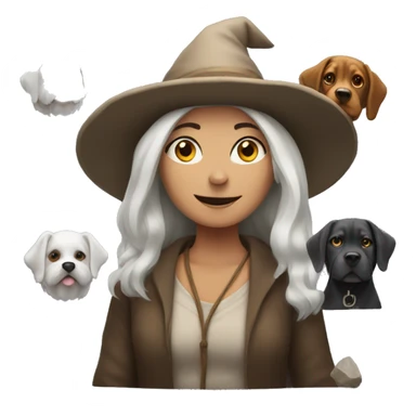White Witch with dogs selling rocks  sticker