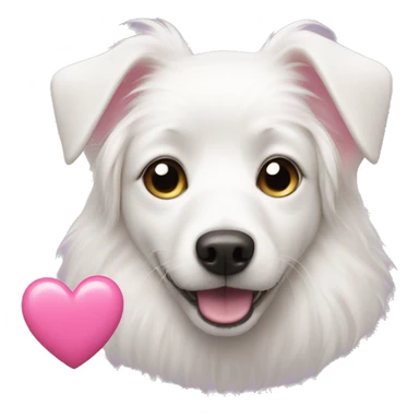 White dog with pink heart  sticker
