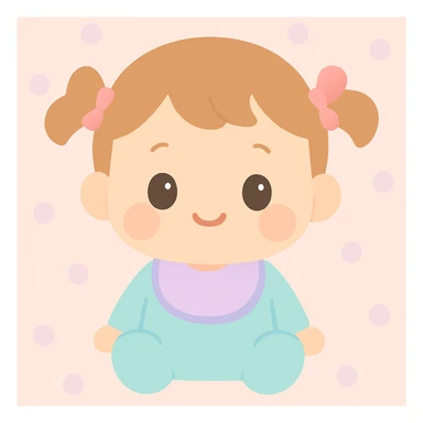 a bay girl with two ponytails and pink ribbons sticker