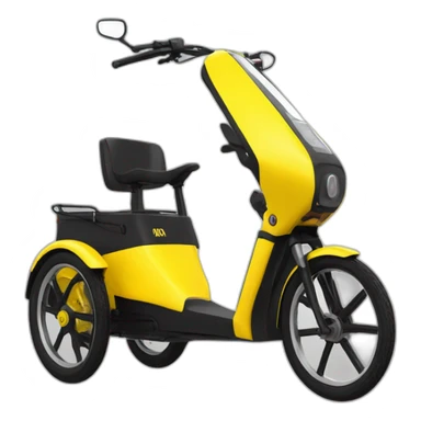 Electric tricycle in yellow sticker