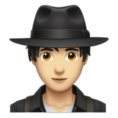 make a anime boy with a black fedora sticker