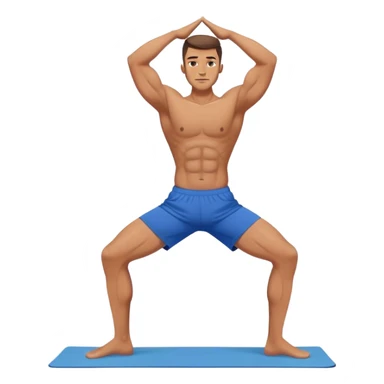 jacked man blue shorts Vrksasana-pose yoga sticker