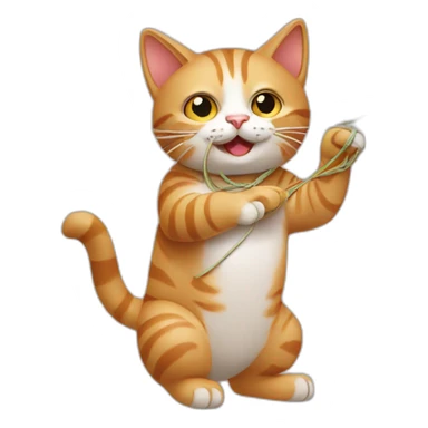 cat playing with string sticker