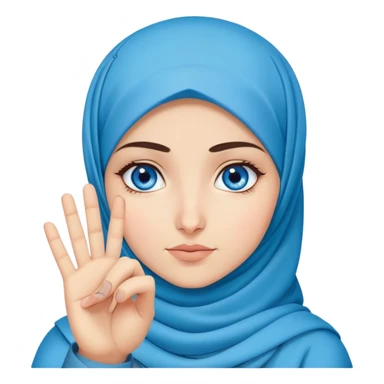 Turkish beautiful finish Konya girl blue eyes with hijab and saying no with hand gesture sticker