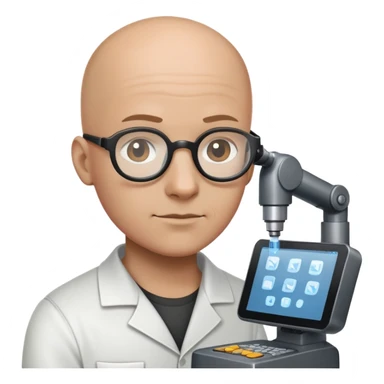 tinkerer, bald black with no glasse sticker