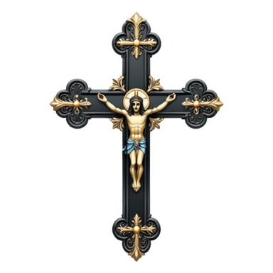 Juste la croix catholique en métal noir stp sticker