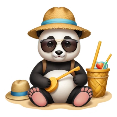 Person with Panda a panda seating at the beach sticker