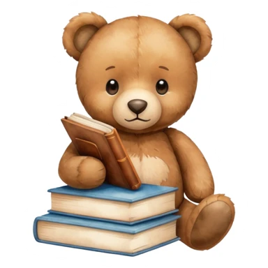 watercolor books and bear sticker
