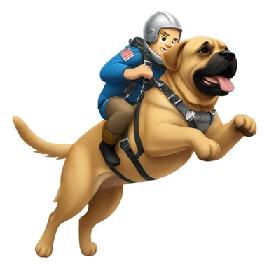 Viking warrior skydiving from airplane holding large English mastiff sticker