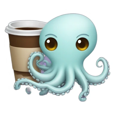 octopus drinking coffee sticker