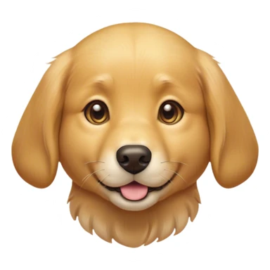 Cinematic Cute Golden Retriever Portrait Emoji, Head tilted playfully and inquisitively, featuring a luscious golden coat with a gentle sheen, round, sparkling brown eyes filled with curiosity, Simplified yet irresistibly adorable features, highly detailed, glowing with a warm, friendly glow, high shine, affectionate and lively, stylized with a touch of whimsy, bright and endearing, soft glowing outline, capturing the essence of a mischievous yet loving pup, so playful it feels like it could leap out of the screen and into your arms! sticker