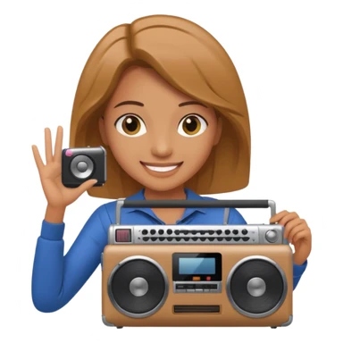 woman holding boombox sticker