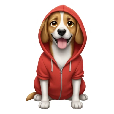 Dog wearing a red hoodie sticker