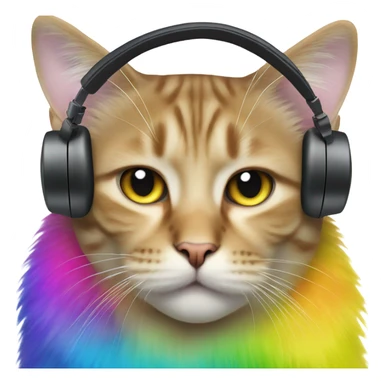cat with rainbow headpho sticker