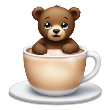 Baby bear inside of a cup of hot cocoa ￼ sticker