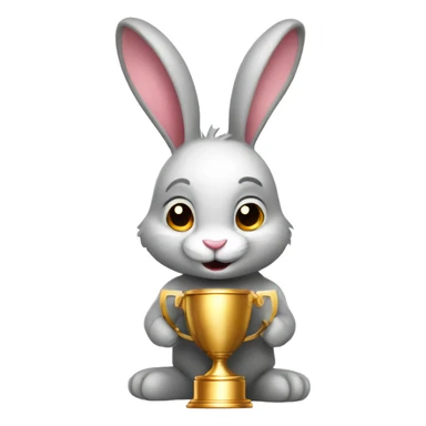 Rabbit with a trophy sticker