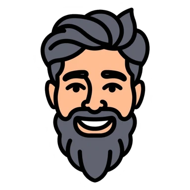 A friendly man with a beard and traditional South Asian appearance sticker