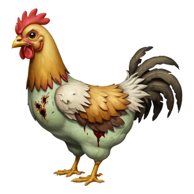 A chicken riding a zombie sticker