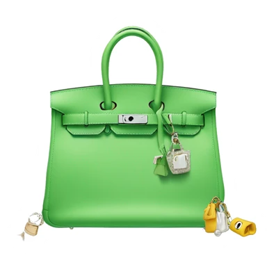 Soft Green Hermes Birkin Bag with Bag Charms sticker