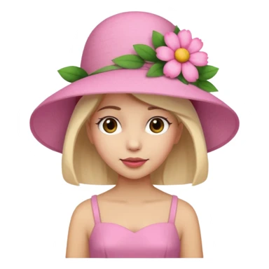a pink summer with flower hat sticker