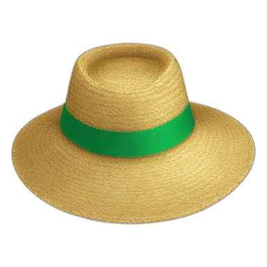 Straw hat with green band sticker