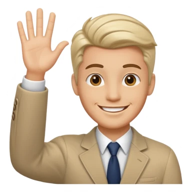 generate a emoji of man saying hii with normal skintone with some nice hair style sticker