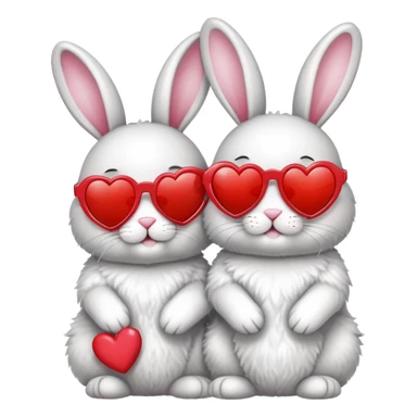 2 bunnies wearing sunglasses in love with hearts sticker