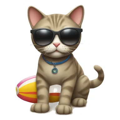 cat in sunglasses on a trip to the beach sticker