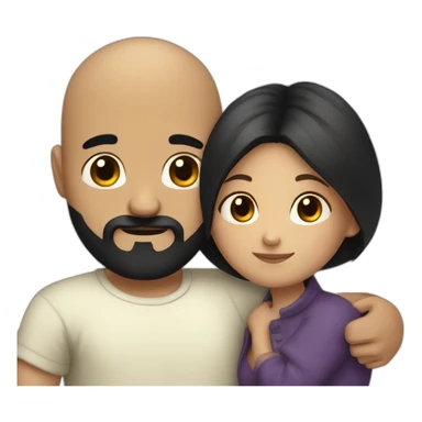Bald boy with black beard hugging a dark hair girl sticker