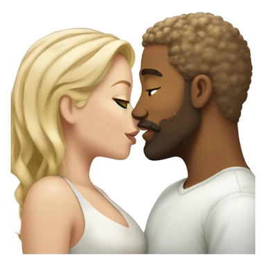 Man light brown skin beard kissing kiss woman white skin green eyes blonde hair sticker