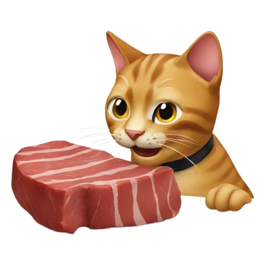 Cat eating steak  sticker