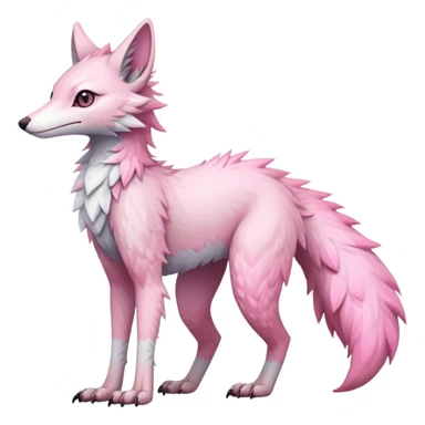 Feral Rare Fantasy cute pastel pink Vernid-Sergal-Trico-species by LiLaiRa, markings, full body, 4 legs sticker