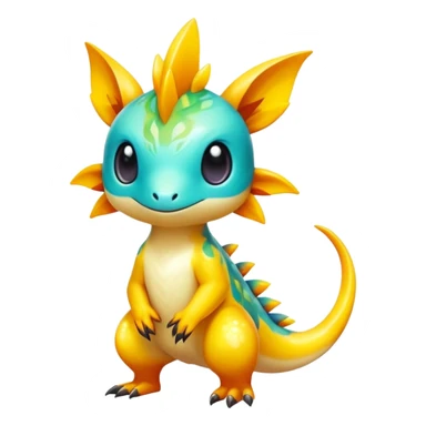 Exotic tropical shiny rare epic cute Fakémon-creature, full body, with random markings sticker