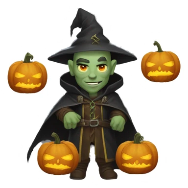 half-orc male wizard necromancer pumpkin sticker
