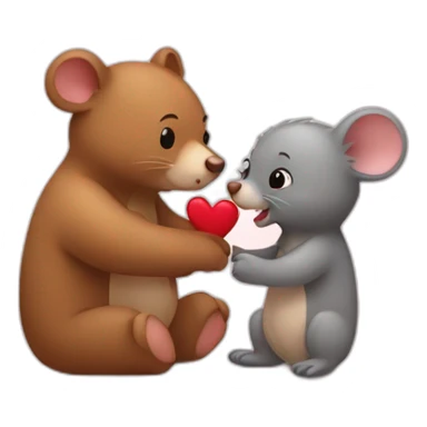Mouse and bear in love sticker