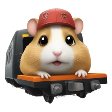 hamster rides a train sticker