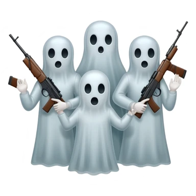 Fantasmas con un fusil y haciendo está señas con la mano 🤙 sticker