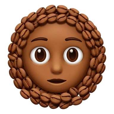 Yearning emoji face with coffee beans around it sticker