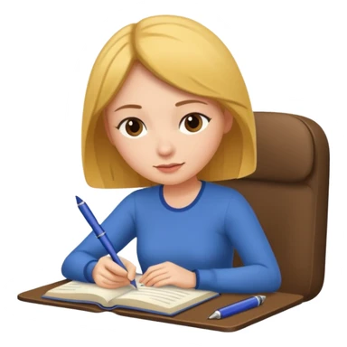 woman sitting and journaling with pen in hand sticker