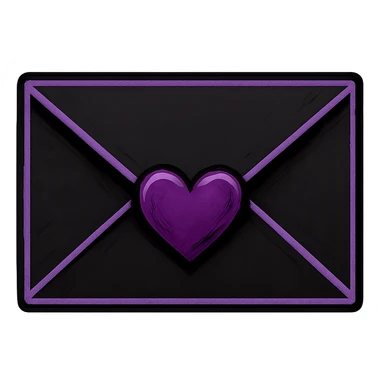 emo envelope with a heart seal, black and purple, no background sticker