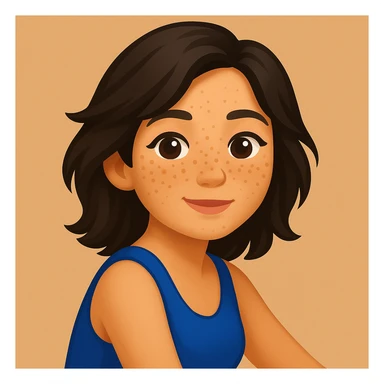 turn the second man in emoji style of the 1st image, match the facial features and match dressing style of the 2nd image, she is wearing blue tank top lose, side pose sticker