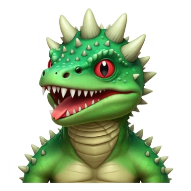 poisonous mushroom reptile monster portrait, head and shoulders only, lizard-like face, spiky mushroom growths, toxic green glow, creepy tongue, fantasy animal vibe, 3D cartoon, mobile game icon style, clean background, no text, no watermark

 sticker