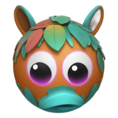 3d sphere with a cartoon colorful terracotta Mule skin texture with feminine eyes sticker