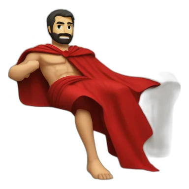 The Spartan Leonidas and his red cape with a relaxing cocktail on a sofa. sticker