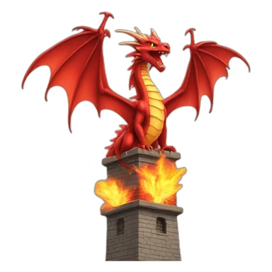 Red Dragon breathing fire on tower sticker