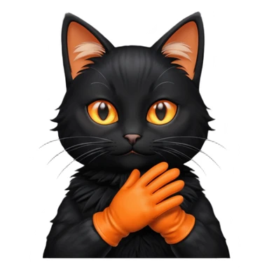 Black cat wearing gloves sticker