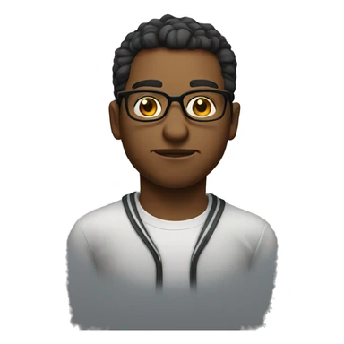 male portrait with glasses, looking down, making a kissy face  sticker