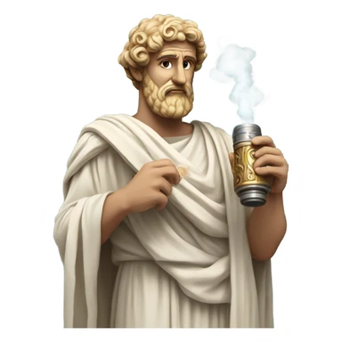 Ancient Greek holding a vape sticker