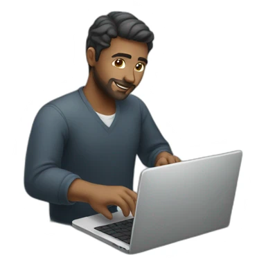 Man working on a laptop sticker