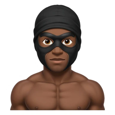 smug muscular african male black ski mask wearing guy with no top sticker